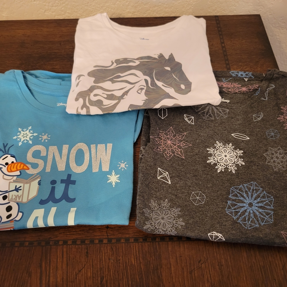 Disney Kids Snowflake and Horse Graphic T-Shirts - White, Blue, Gray